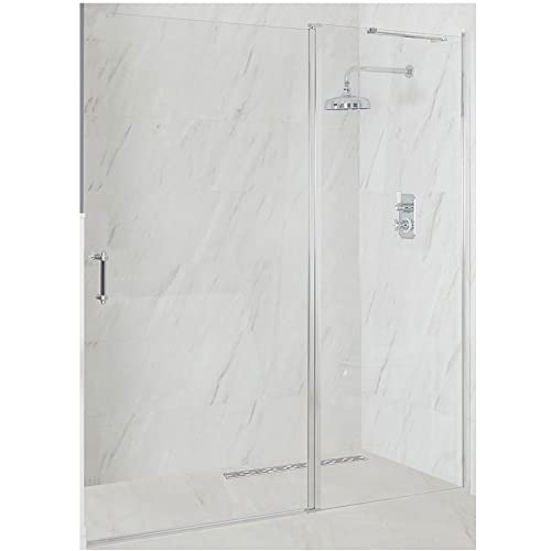 Milano Langley Chrome Single Hinged Frameless Shower Door - 1400mm