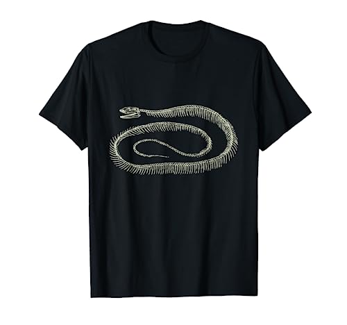 Snake Skeleton reptile serpent illustration distressed T-Shirt, Black
