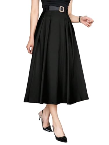 Trend Women's Summer Basic Skirt Elegant Solid Color Pleated A-Line Skirt For Beach - Main Image