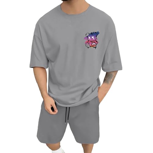 Costume Homme Élégant Deux Pièces Veste Pantalon Formel Cérémonie Classique Moderne (Grey, L)