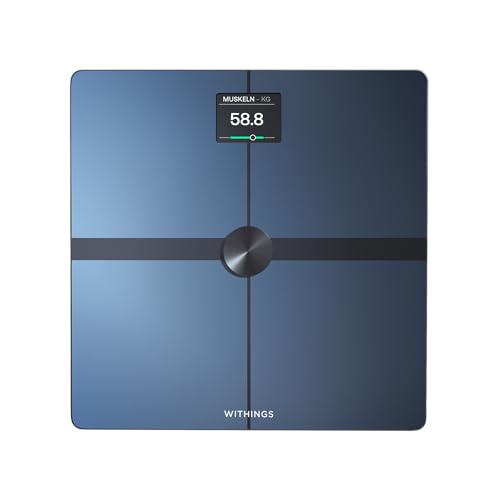 WITHINGS Body Smart - WLAN Digitale Personenwaage/Körperfettwaage für erweiterte Körperzusammensetzung inkl. Muskelmasse, Wasseranteil, Knochendichte, Schwarz