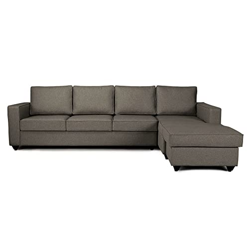 Image of Wakefit Sofa Set | 3 Year Warranty | Sofa 3 Seater, 3 Seater Sofa for Living Room, Wooden Sofa Set, 3 Seater + Right Aligned, Sofa for Living Room - Napper(Omega : Grey)