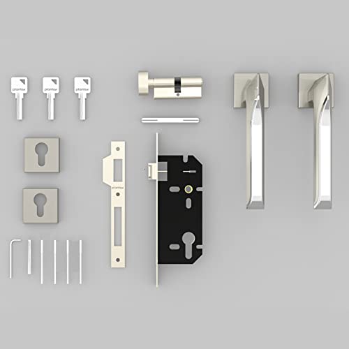 Image of Plantex Heavy Duty Door Lock - Main Door Lock Set with 3 Keys /Mortise Door Lock for Home /Office /Hotel (7082 - Satin White & Chrome)