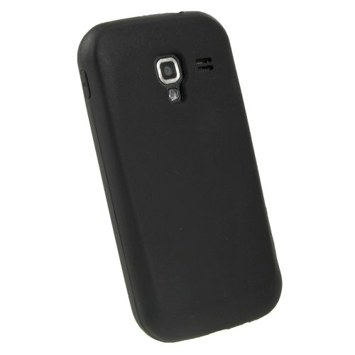 iGadgitz U1806 Noir Étui Housse Silicone Compatible avec Samsung Galaxy Ace 2 I8160 Android Smartphone + Protecteur d'écran