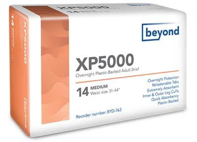 Beyond XP5000 Overnight Adult Diaper - Size Medium, Plastic Backed, 56 Count