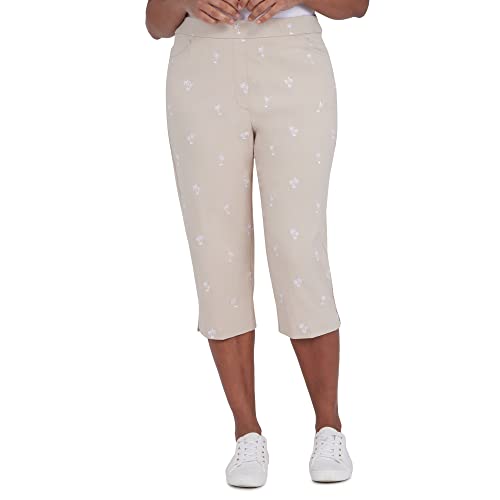 Alfred Dunner Women's Petite Palm Tree Pull-On Capri