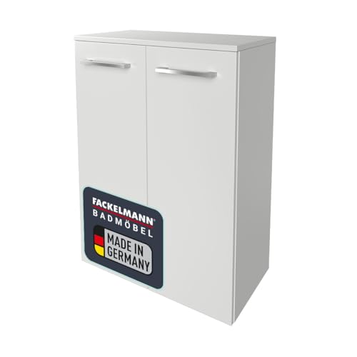 FACKELMANN Armario doble midi B.Style con bisagras amortiguadas. Dimensiones: 60,2 x 82,6 x 32 cm. Armario de baño de alta calidad con 2 puertas. Cuerpo y parte delantera: blanco