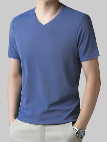Image of TAGDO Men's Solid Color V-Neck Short Sleeve T-Shirt (2033)