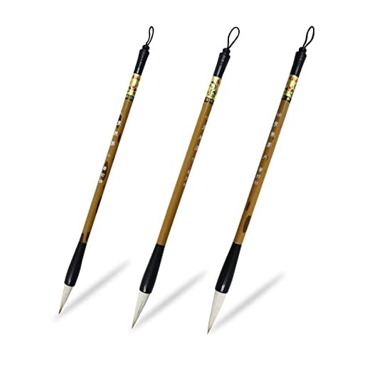Pinceles de escritura chinos de 3 tamaños, juego de pinceles de caligrafía china, pinceles de tinta de pintura china con portalápices de bambú, pinceles Sumi de arte chino tradicional (L, M, S)