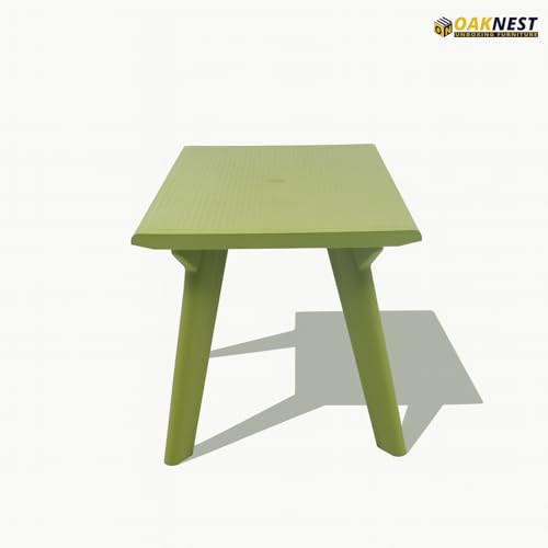 Image of Oaknest Supreme Bison 6-Seater Dining Table in Mehandi Green - Stylish & Durable Plastic Outdoor & Indoor Table, Weatherproof, Easy-Clean Family Dining Solution
