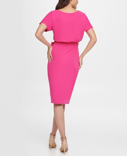 Image of Kensie Womens Short Sleeve Tie Waist Midi Dress