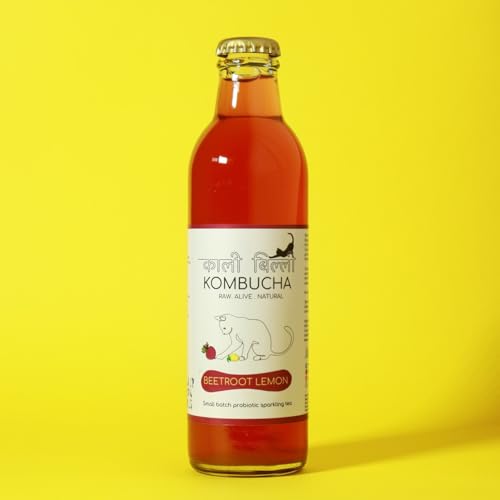 Image of KAALI BILLI Kombucha Beetroot Lemon | Naturally Brewed Fermented Tea with Beetroot and Citrus Flavor | Tangy Refreshing Beverage | 250 ml Pack of 4