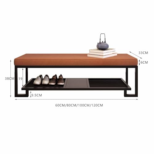 Banc d'entrée en métal noir et coussin cuir PU élégant - 4
