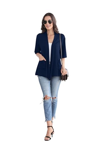 Image of ADANIKI Women 2026 Summer Lightweight Cardigan, Short Sleeve Open Front Casual Trendy Womens Kimono Cover Up with Pocket