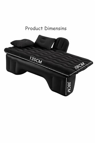 Image of SELECTRA Premium Car Inflatable Bed with Pump & 2 Air Pillows | Quick Inflate Back Seat Mattress | Universal Fit Car Bed for Travel, Camping, Kids, Picnic & Road Trips | (Black)