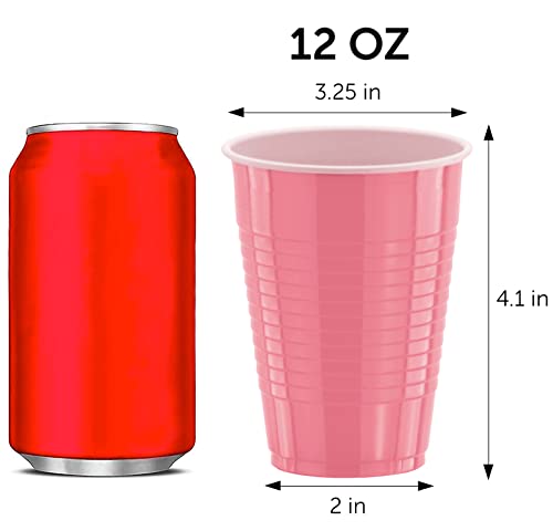 Decorrack 60 Party Cups 12 Oz Disposable Plastic Cups For Birthday Party Bachelorette Camping Indoor Outdoor Events Beverage Drinking Cups (Light Pink, 60) #TOP1