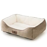 Sunquinn 猫 犬 ベッド 猫ベッド 冬 ふわふわ 犬用 ペットベッド 吸湿発熱 保温 洗える 滑り止め クッション 暖かい 寒さ対策 丸洗いOK スクエア型（外寸60Lx50Wx15Hcm カーキ）
