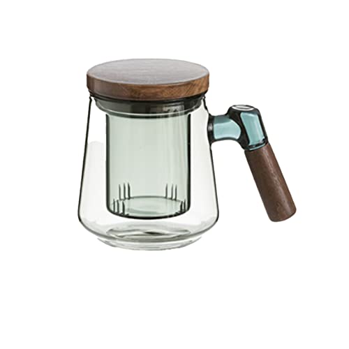 ELABORATE CHOICE Japanese Mug Teacup with Infuser and Wooden Handle,Filtered Tea Separation Cup, Infusion Mugs with Inner Filter for Home and Office A09
