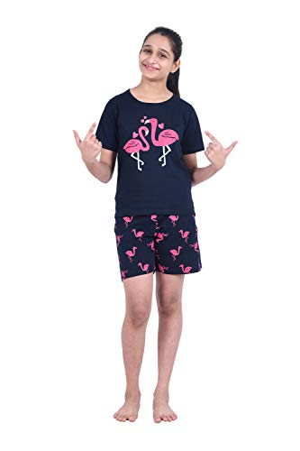 Image of Girls Premium Cotton Printed T-Shirt & Shorts Set | Summer Wear Comfortable Loungewear Clothing Set | Girls Co-Ord Set | Casual Half Sleeve Printed Top & Bottom Set