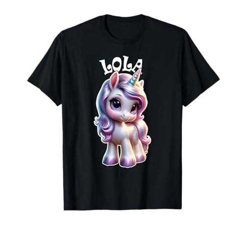 Lola Cute Unicorn Design for Girls Name Lola T-Shirt