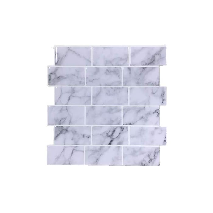 Buy Crystiles 12in x 12in Vinyl Peel and Stick Backsplash Tile, Light