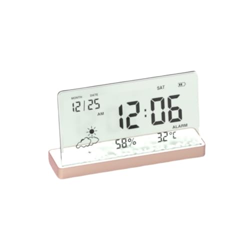 電子目覚まし時計デスクトップ時 計目 覚まし時 計デジタル目覚 まし時 計クリエイティブクリアデジタル時 計透明大画面温度/湿度/日付表示 (ローズゴールド)