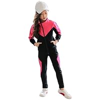 SXSHUN Mädchen Trainingsanzug Kinder Jogginganzug Sportanzug Zweiteiliges Bekleidungsset Freizeit Anzug Sportjacke&Sweathose, Rosa, 104-110