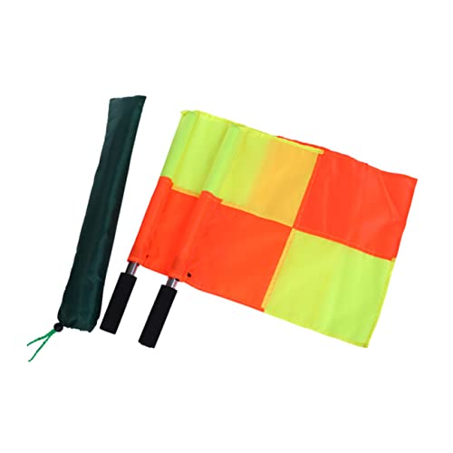 HANABASS 4Pcs Match Referee Flags High Visibility Fluorescent Yellow Hand Signal Flags for Sports Officials Lightweight with Comfortable Grip for Outdoor Games