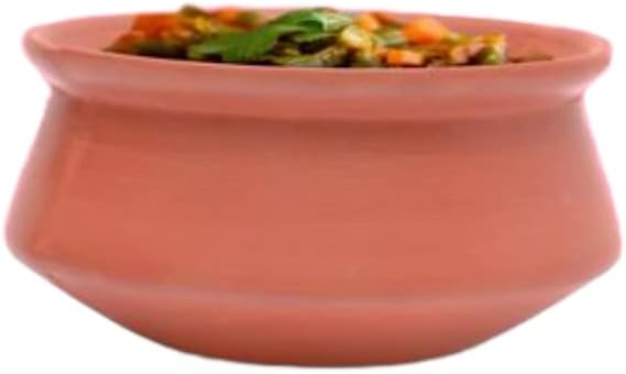 Handmade Earthen Clay Handi (1 Ltr) โ Traditional Mitti Handi for Cooking, Curd Pot, Eco-friendly Clay Pot for Authentic Indian Cuisine