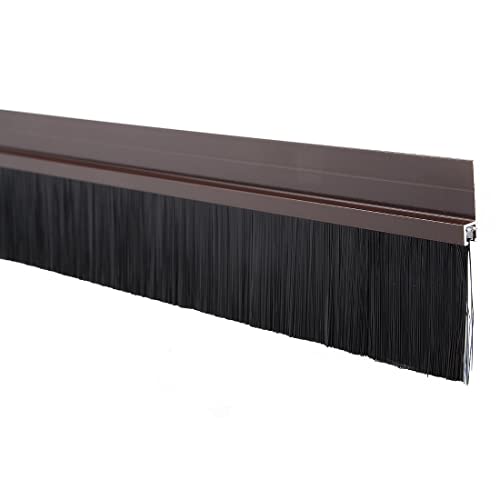 Image of Door Bottom Brush Seal Strip with Aluminum Plate & Nylon Bristles Brush for Air & Sound Blocking 100CM (1)