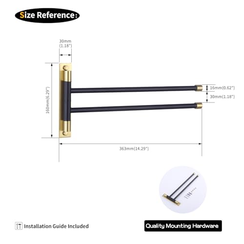 Porte-serviettes noir et doré chic en acier inoxydable GERZWY HYG02-BD