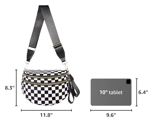 Image of Checkered Crossbody Bag, Bum Bags for Women Crossbody,Spacious Sling Bag Purse Fanny Packs with Shoulder Strap