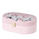 Aufbewahrungsbox Schmuckbox Schmuckkästchen Schmuckkasten Kraniche rosa 25x16x9cm
