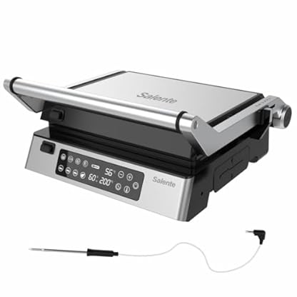 SALENTE FlamePro Kontaktgrill mit externem Temperaturfühler, 8 Programme, antihaftbeschichtete Grillplatte, 2200 W, Abnehmbare Platten, Elektrogrill für fettfreies Grillen – Bild 3