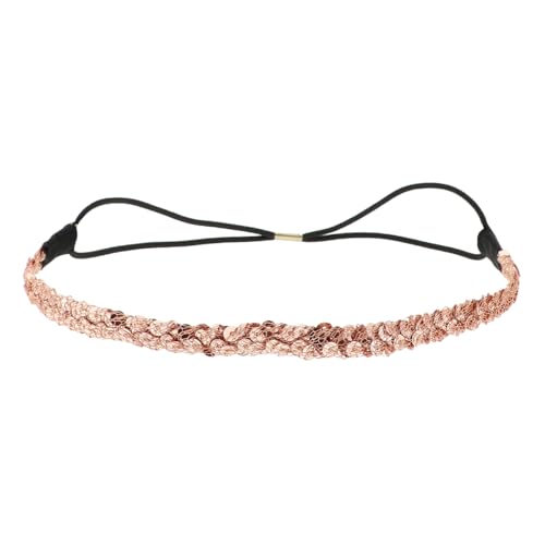 Bandeau Cheveux Femme Sequin Rose gold - Bandeau Fin élastique Taille unique - Headband pour coiffure Mariage ou soirée Strass et Paillettes - Headband Fête...