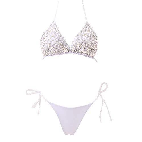 YAUASOPA Sexy Handmade Sequins 2PCS Bikini Set Tankini Sexy Bra Swimsuit Lace Top Praty Swimwear4