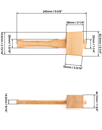 QWORK Beech Wood Carpenter Mallet