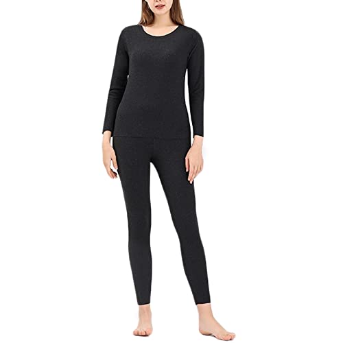 Ensemble sous-vêtement thermique femme en polyester haut et bas noir de qualité