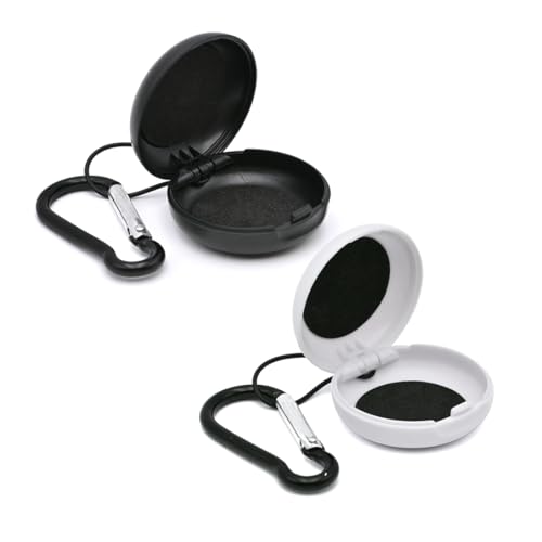 LICQIC 2 Pcs Earplug Case, Ear Plug Carrying Cases Portable Loop, with Travel Keychain for Travel, Outdoor Activities, Keychain, Earbud Storage (Black+White)