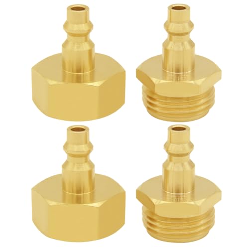 Image of Joywayus Brass Winterize Blowout Adapter Kit 1 /4 inch Quick Connect to 3 /4 inch GHT Male and 3 /4 inch GHT Female Thread Fitting (Pack of 4)