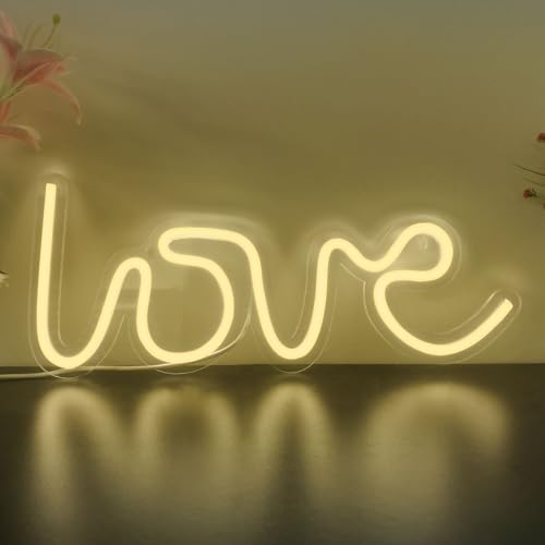 YShengMian Love Neon Sign, Light up Neon Signs for Room Wall Decorations, Pink Valentines Day Wedding Party Decor for Teen Girls Love Neon Light Birthday Decorations