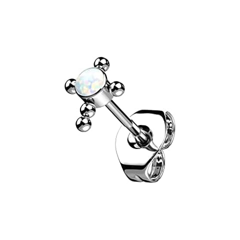 beyoutifulthings Push-In Women's Ear Studs Titanium Grade 23 Opal Cubic Zirconia Cross Earrings Earrings Many Colours 5 mm, Titanium grade 23 Cover
