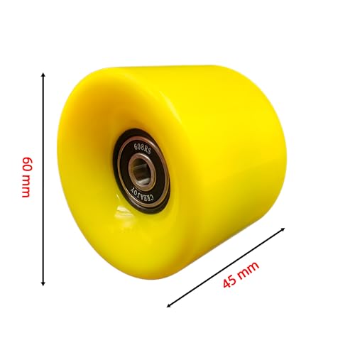 CREAJOY Skateboard Wheels with Bearings, 60mm 92a Hardness, Set of 4 (Yellow)