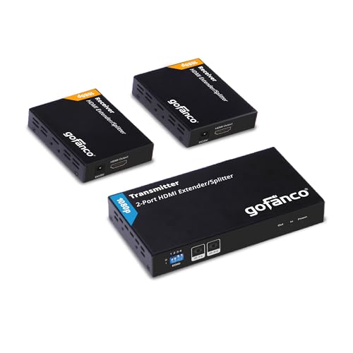gofanco 1080p 1x2 HDMI Extender Splitter Over Cat5e/6/7 Ethernet Cable