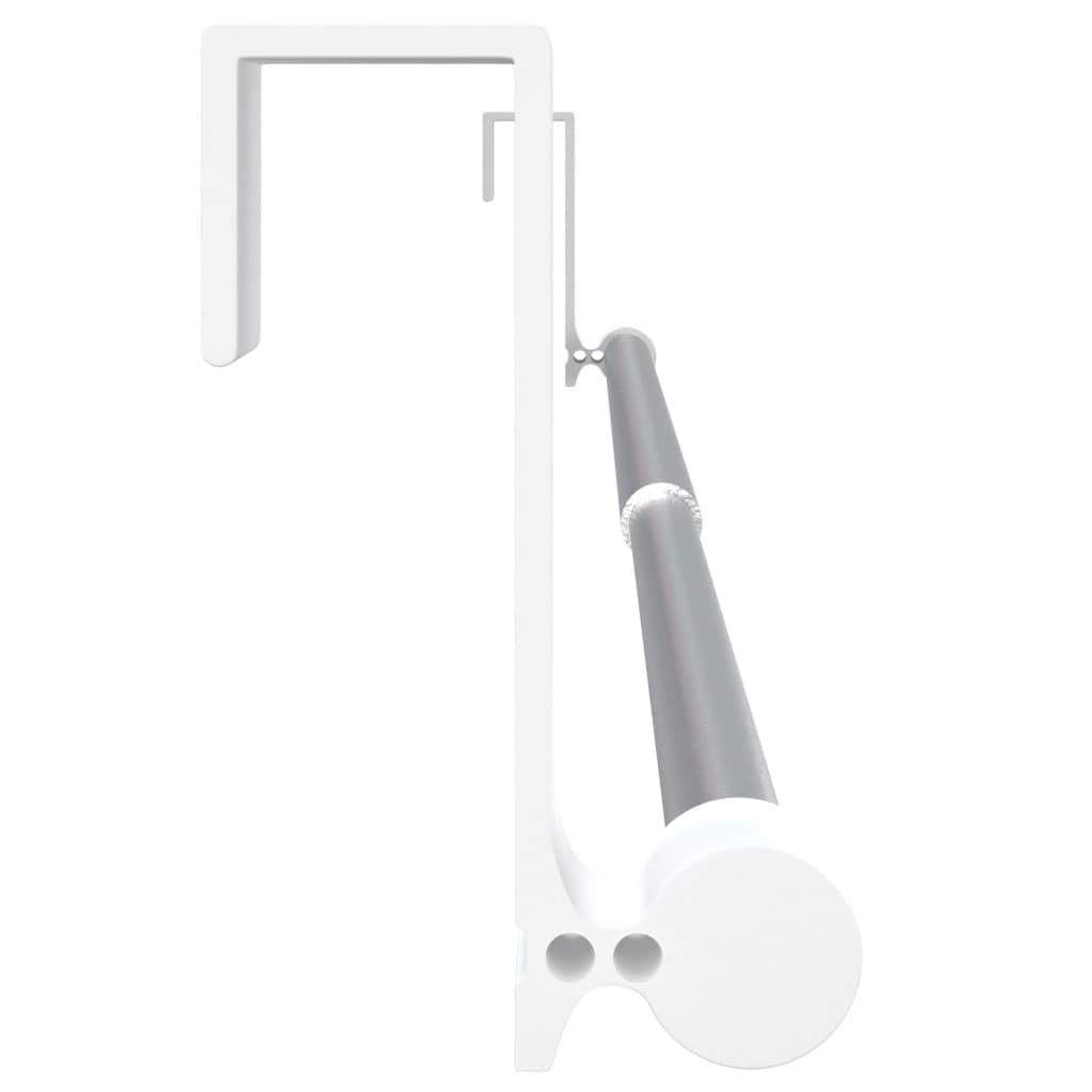 Lot de 2 tringles à rideaux télescopiques en aluminium avec crochets pour décoration de fenêtre, brise-vue, protection solaire pour salon, salle de bain, cuisine - Blanc et argenté - Réglable