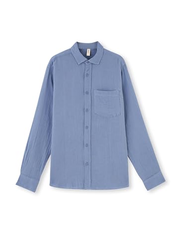 Chemise indigo à manches longues Dagi et son col en tricot haut de gamme pour homme