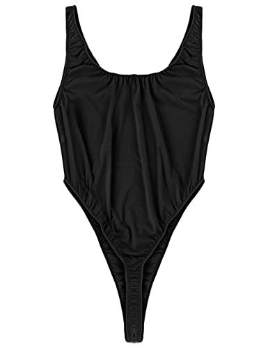 Msemis Men's One-Piece Tank Leotard Sheer Ultra-Thin High Cut Thong Bodysuit Sleeveless Lingerie Swimsuit Black Medium #TOP5