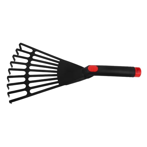 YARNOW Rastrello da Giardino in Plastica Piccolo con Impugnatura Ergonomica per Foglie e Aiuole, Strumento Manuale Resistente per Giardinaggio e Cura Prato, per Donne, Colore Nero