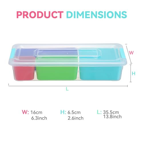 Image of 4 Pack Small Plastic Storage Organization Container with Dividers Removable Tray with Latch, Craft Storage Box, Snack Organizer is suitable for holding chocolates, cookies, paint brushes, puzzles