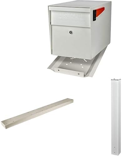 Mail Boss X4 In-Ground Mount Combo Kit Locking Metal Standard Mailbox - Cream White